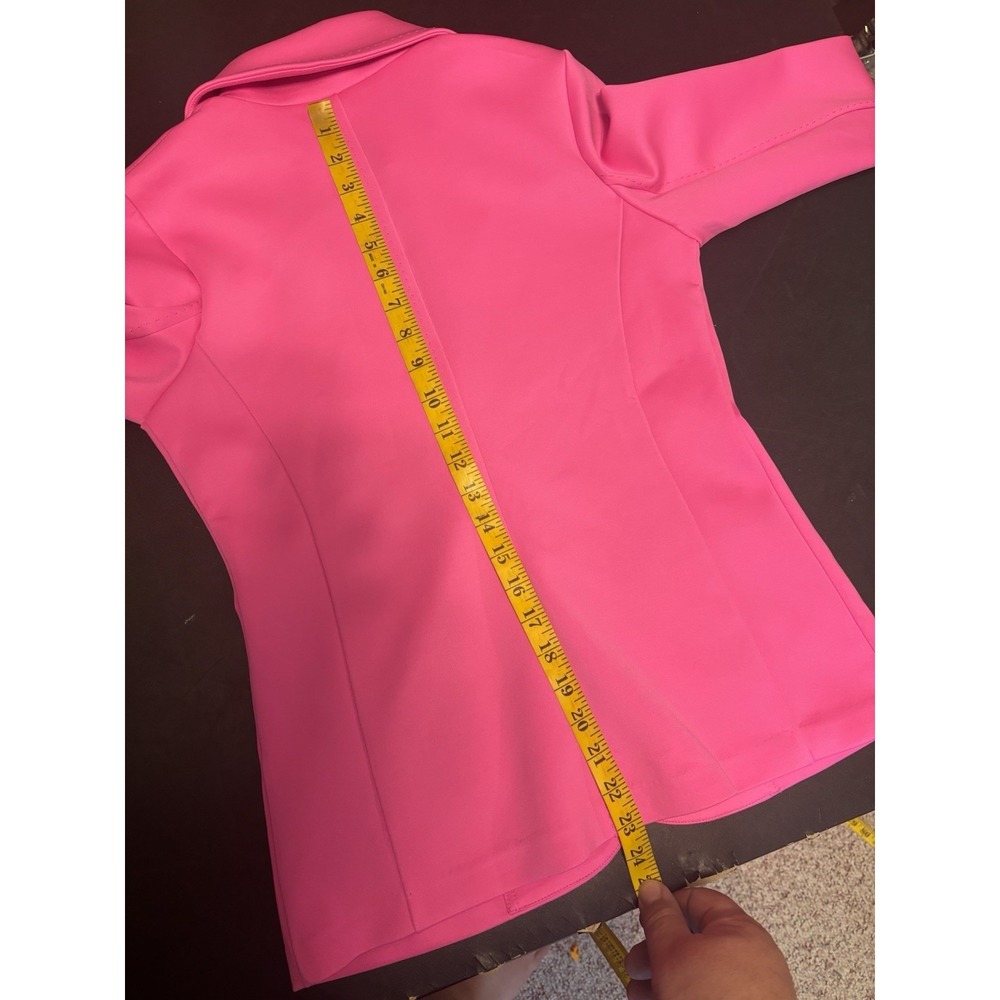 Lilly Pulitzer Pink Scuba Knit Blazer Women's Small Stretch Jacket Gold Buttons - Picture 10 of 10